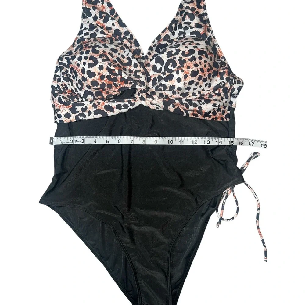 134.-   Women's Plus Size V Neck Leopard Print Adjustable Tummy Control Push Up